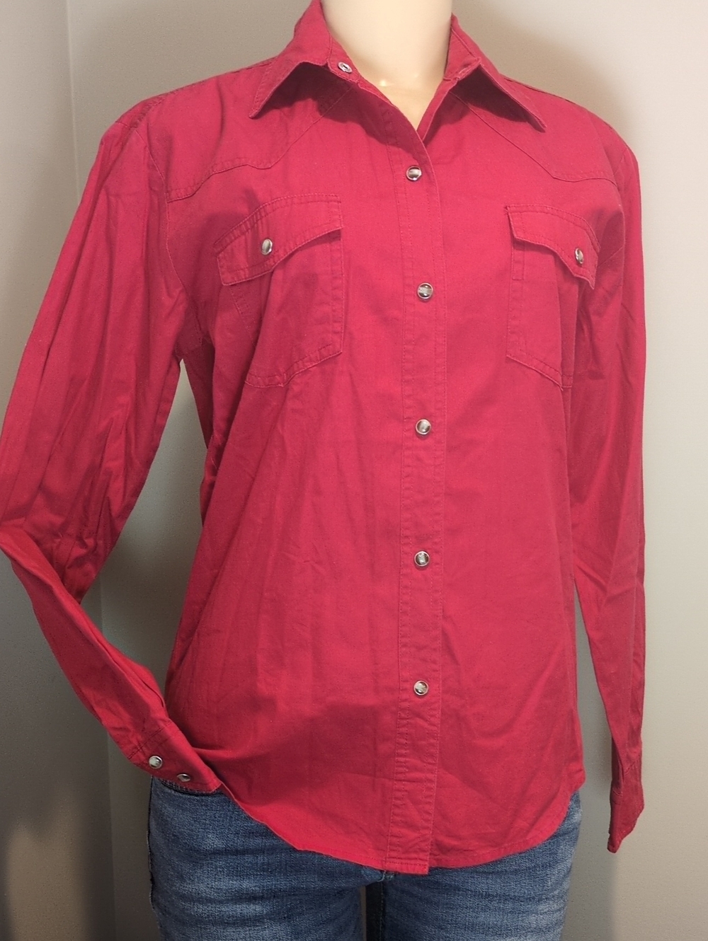 Roper Women's Red Cotton Pearl Snap Button Down Western Cowgirl Shirt Size Small